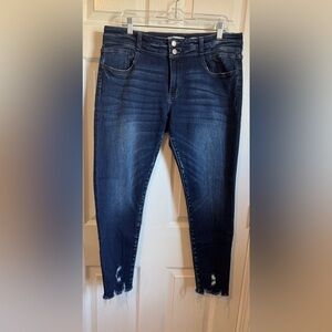 Kancan Signature low rise ankle skinny Dark Blue Distressed Women Jeans